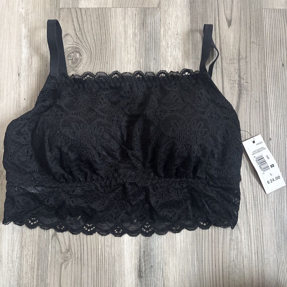 NWT Blake & Co Meijer Lace Square Neck Black Lace Bralette Size Large